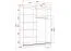 Kleiderschrank / Schiebetürenschrank 1,5 Meter breit | Bucegi 01 | Weiß | mit Spiegel | 2 Türen | 6 Fächer | Griffe: Aluminium | 200 x 150 x 61 cm