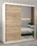 Schiebetürenschrank / Kleiderschrank Bisaurin 4C mit Spiegel, Farbe: Weiß matt / Eiche Sonoma - Abmessungen: 200 x 180 x 62 cm ( H x B x T)