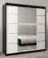 Schiebetürenschrank / Kleiderschrank Jan 04D mit Spiegel, Farbe: Schwarz / Weiß matt  - Abmessungen: 200 x 180 x 62 cm (H x B x T)