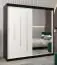 Schiebetürenschrank / Kleiderschrank mit Spiegel Tomlis 05B, Farbe: Schwarz / Weiß matt - Abmessungen: 200 x 200 x 62 cm (H x B x T)