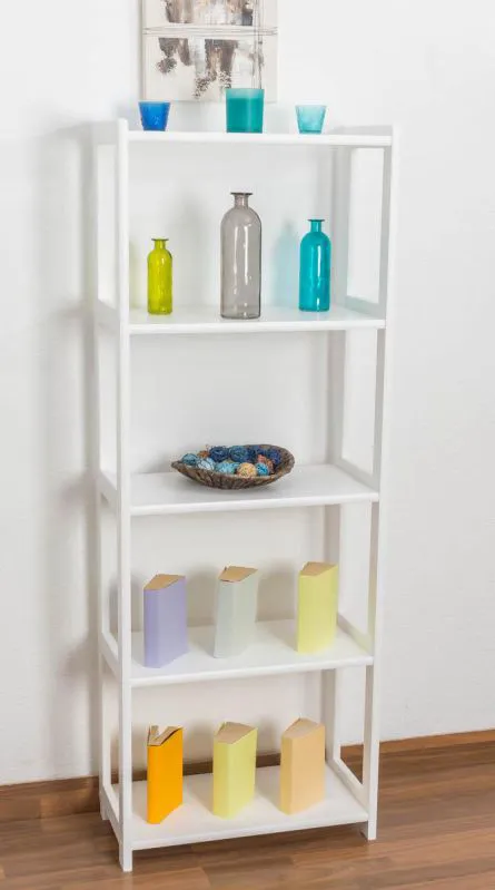 Standregal, 60 cm breit, Kiefer Holz-Massiv, Farbe: Weiß Abbildung
