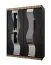 Schwarzer Kleiderschrank Aiguille 08, Griffe: Schwarz, Oberfläche Matt, Maße: 200 x 150 x 62 cm, mit zwei Spiegel, 5 Fächer, 2 Kleiderstangen