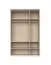 Drehtürenschrank mit drei Türen und Rahmen mit LED-Beleuchtung Neiafu 60, Farbe: Kaschmir, Maße: 226 x 142 x 60 cm, zwei Kleiderstangen, sechs Einlegeböden