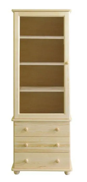 Bücherschrank, Vitrine - Kiefer Massivholz, Farbe: Natur, 65 cm breit Abbildung