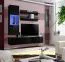 Schlichte Wohnwand Hompland 84, Farbe: Schwarz - Abmessungen: 170 x 160 x 40 cm (H x B x T), mit blauer LED-Beleuchtung