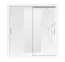 Kleiderschrank mit großen Spiegel Niel 28, Farbe: Weiß / Weißer Marmor - Abmessungen: 215 x 200 x 60 cm (H x B x T)