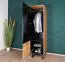 Schrank Slatina 48, Farbe: Eiche / Schwarz, teilmassiv - Abmessungen: 203 x 56 x 63 cm (H x B x T)