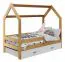 Bettrahmen für Kinder / Kinderbett mit Rausfallschutz 80 x 160 cm | Massivholz: Kiefer | Natur Lackiert | inkl. Schublade und Lattenrost Abbildung