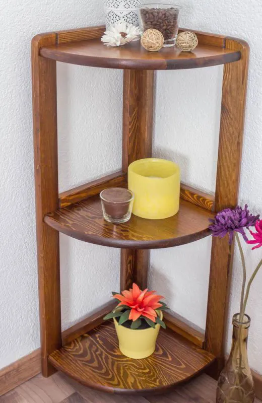 Regal, Küchenregal, Wohnzimmerregal, Bücherregal - 30 cm breit, Kiefer Holz-Massiv, Farbe: Eiche Abbildung