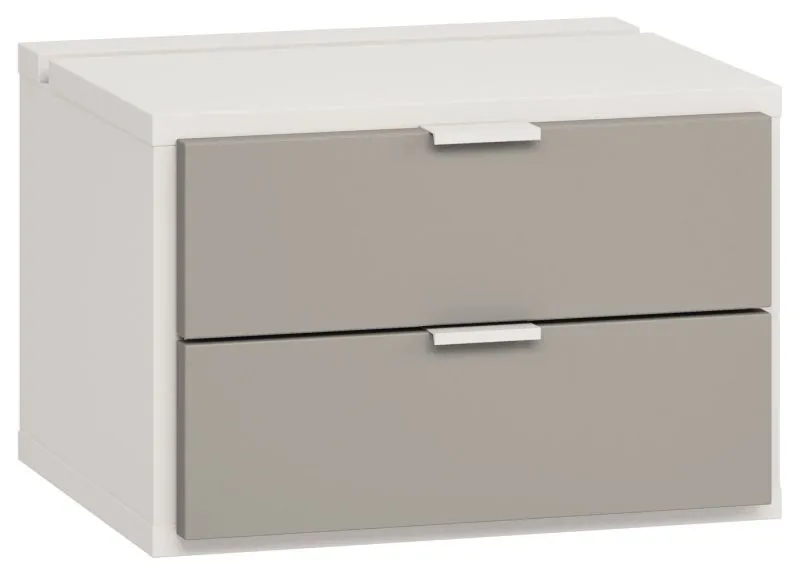 Nachtkommode Bellaco 41, Farbe: Weiß / Grau - Abmessungen: 32 x 45 x 40 cm (H x B x T)