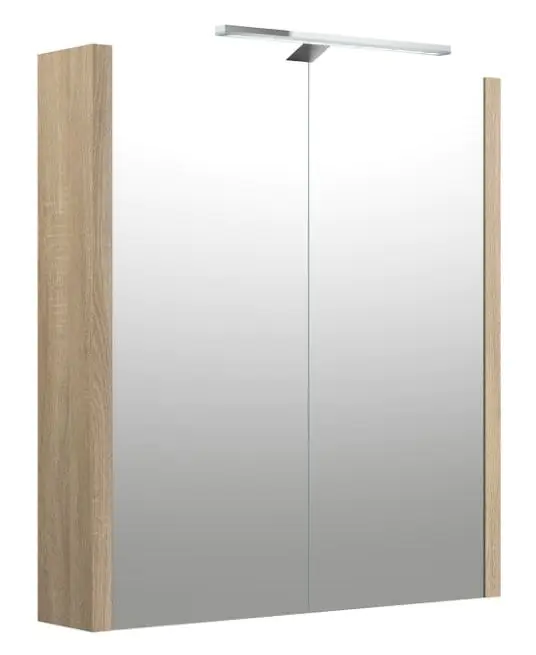 Bad - Spiegelschrank Bidar 06, Farbe: Eiche – 65 x 60 x 12 cm (H x B x T)