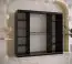 Kleiderschrank mit Spiegeltür Olperer 17, Farbe: Schwarz matt - Abmessungen: 200 x 200 x 62 cm (H x B x T), mit 10 Fächern und zwei Kleiderstangen