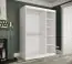 Stylischer Kleiderschrank Ätna 11, Farbe: Weiß matt / Schwarzer Marmor - Abmessungen: 200 x 150 x 62 cm (H x B x T), mit zwei Spiegel