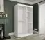 Außergewöhnlicher Kleiderschrank Ätna 56, Farbe: Weiß matt / Weißer Marmor - Abmessungen: 200 x 120 x 62 cm (H x B x T), mit großen Spiegel
