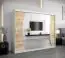 Schiebetürenschrank / Kleiderschrank Combin 06 mit Spiegel, Farbe: Weiß matt / Eiche Sonoma - Abmessungen: 200 x 250 x 62 cm (H x B x T)
