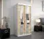 Schiebetürenschrank / Kleiderschrank Hacho 1 mit Spiegel, Farbe: Weiß matt / Eiche Sonoma - Abmessungen: 200 x 100 x 62 cm ( H x B x T)