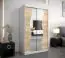 Schiebetürenschrank / Kleiderschrank Robinyera 02 mit Spiegel, Farbe: Weiß matt / Eiche Sonoma - Abmessungen: 200 x 120 x 62 cm ( H x B x T)