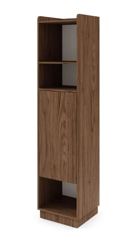 Regal | Farbe: Kaschmir / Alba-Walnuss | 1 Drehtür | 6 Fächer | 45 x 42 x 195 cm | Push-to-open Funktion | Bücherregal | für Wohnzimmer