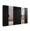 Drehtürenschrank / Kleiderschrank | Farbe: Schwarz | 2 Spiegeltüren | 4 Fächer | Griffe: Schwarz | 4 Kleiderstangen | Maße: 300 x 52 x 202 cm | ABS-Kanten