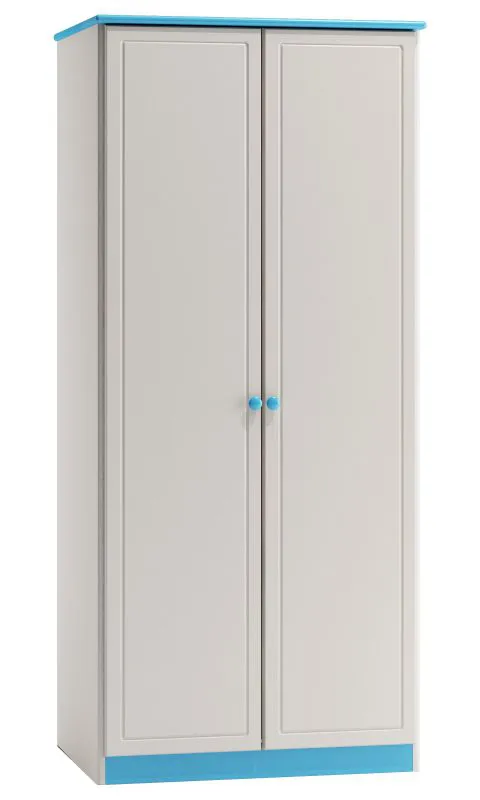 Kleiderschrank, Farbe: Weiß / Blau 182x90x60 cm Abbildung