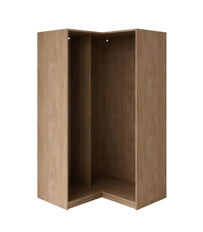 Eckkleiderschrank Korpus | linker Eckrahmen | Farbe: Eiche Puccini | Maße: 108,5 x 55 x 196 cm