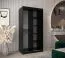 Schiebetürenschrank / Kleiderschrank Bisaurin 1B mit Spiegel, Farbe: Schwarz - Abmessungen: 200 x 100 x 62 cm ( H x B x T)
