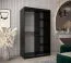Schiebetürenschrank / Kleiderschrank Bisaurin 2D mit Spiegel, Farbe: Schwarz - Abmessungen: 200 x 120 x 62 cm ( H x B x T)