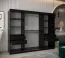 Schiebetürenschrank / Kleiderschrank Bisaurin 6C mit Spiegel, Farbe: Schwarz / Eiche Sonoma - Abmessungen: 200 x 250 x 62 cm ( H x B x T)