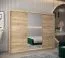 Schiebetürenschrank / Kleiderschrank Bisaurin 6B mit Spiegel, Farbe: Eiche Sonoma - Abmessungen: 200 x 250 x 62 cm ( H x B x T)