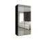 Kleiderschrank / Drehtürenschrank Eiger 117, Farbe: Schwarz, Soft-Close-Funktion, eine Kleiderstange, 1 Meter breit, ein Fach, Griffe: Kaschmir