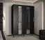 Schiebetürenschrank mit zwei Spiegelstreifen Jotunheimen 198, Farbe: Schwarz - Abmessungen: 208 x 150,5 x 62 cm (H x B x T)