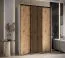 Kleiderschrank Mina mit Schiebetüren in Weiß/Eiche gehalten, Anti Staubbürsten, platzsparend, viel Stauraum, 235,2 x 180 x 60 cm, platzsparend