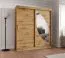 Schiebetürenschrank Jorasses 13, eine Spiegeltür, 1,8 Meter breit, Farbe: Eiche Artisan, 10 Fächer, Aluminiumschienen, Kleiderschrank, Schlafzimmer