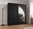 Schiebetürenschrank / Kleiderschrank Jorasses 15, Farbe: Schwarz, 1,8 Meter breit, fünf Fächer, eine Spiegeltür, zwei Kleiderstangen, Aluminiumschienen