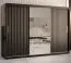 Kleiderschrank mit drei Türen Balmenhorn 96, Farbe: Schwarz matt - Abmessungen: 200 x 250 x 62 cm (H x B x T), mit einer Spiegeltür