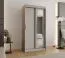 Kleiderschrank / Schiebetürenschrank Musala 04, Farbe: Kaschmir, 1 Meter breit, eine Spiegeltür, fünf Fächer, zwei Kleiderstangen, Aluminiumschienen
