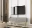 TV-Schrank / TV-Möbel mit geriffelter Front Horsham 40, Push-to-open Funktion, Farbe: Grau, zwei Kippfächer, hängend montierbar, Beine: Gold, für Wohnzimmer