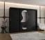 Kleiderschrank / Schiebetürenschrank Lagginhorn 23, Farbe: Schwarz, eine Spiegeltür, 2,5 Meter breit, 10 Fächer, Aluminiumschienen, zwei Kleiderstangen