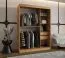 Kleiderschrank Lagginhorn 09, Farbe: Eiche Artisan, 1,5 Meter breit, ein Spiegel, fünf Fächer, Schiebetürenschrank, zwei Kleiderstangen, Aluminiumschienen