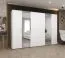 Drehtürenschrank mit vier Kleiderstangen Korab 103, Farbe: Weiß, 3 Meter breit, Griffe: Kaschmir, vier Fächer, Soft-Close-Funktion, Kleiderschrank