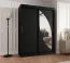 Schiebetürenschrank / Kleiderschrank Jorasses 11, Farbe: Schwarz, 1,5 Meter breit, fünf Fächer, eine Spiegeltür, zwei Kleiderstangen, Aluminiumschienen