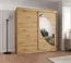Schiebetürenschrank Jorasses 17, eine Spiegeltür, 2 Meter breit, Farbe: Eiche Artisan, 10 Fächer, Aluminiumschienen, Kleiderschrank, Schlafzimmer