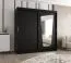 Schiebetürenschrank / Kleiderschrank Aletschhorn 19, Farbe: Schwarz, 10 Fächer, eine Spiegeltür, 2 Meter breit, zwei Kleiderstangen, Aluminiumschienen