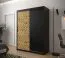 Edler Kleiderschrank mit genügend Stauraum Dom 17, Farbe: Schwarz matt / Eiche Artisan - Abmessungen: 200 x 150 x 62 cm (H x B x T), mit fünf Fächern und zwei Kleiderstangen