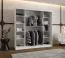 Schiebetürenschrank | Weiß Matt | dekorativer Spiegel | 200 x 62 x 200 cm | 10 Fächer | 2 Kleiderstangen | Moderne Details | Kleiderschrank
