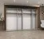 Kleiderschrank / Drehtürenschrank mit vier Kleiderstangen Eiger 109, Farbe: Kaschmir, 3 Meter breit, vier Fächer, Griffe: Kaschmir, zwei Spiegeltüren