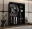 Schiebetürenschrank | Schwarz Matt | 5 Fächer | 2 Kleiderstangen | Moderne Details | 1 Spiegeltür | 150 x 62 x 200 cm | Kleiderschrank