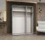 Drehtürenschrank mit zwei Kleiderstangen Korab 70, Farbe: Weiß, 1,5 Meter breit, Griffe: Kaschmir, zwei Fächer, Soft-Close-Funktion, Kleiderschrank
