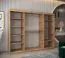Kleiderschrank / Schiebetürenschrank | Farbe: Eiche Artisan | 10 Fächer | 2 Kleiderstangen | hochwertig Verarbeitet | 250 x 62 x 200 cm | dekorative Spiegeltür