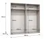 Drehtürenschrank | 4-Türig | Farbe: Weiß | 2 Fächer | Soft-Close-Funktion | 2 Kleiderstangen | Griffe: Schwarz | Maße: 200 x 52 x 202 cm | Kleiderschrank | ABS-Kanten
